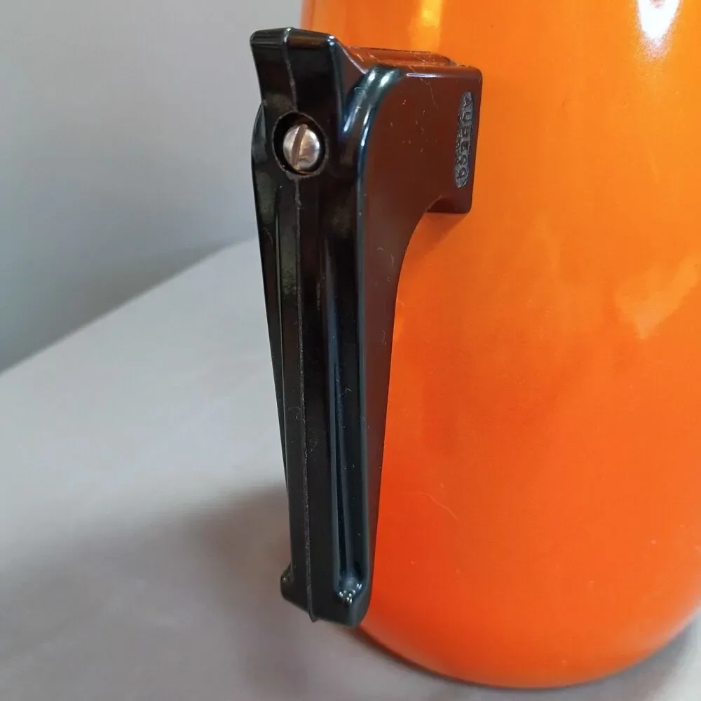 Vintage Aubecq Orange Ombre Enamel Mid Century Modern Coffee Pot France Aubeco